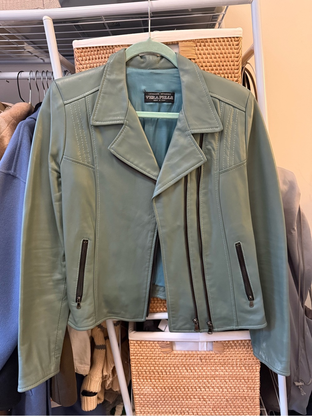Sage Green Leather Jacket